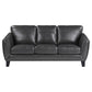 Sofy 83 Inch Sofa Dark Gray Top Grain and Faux Leather Solid Wood Feet By Casagear Home BM316330