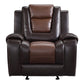 Istro 39 Inch Manual Recliner Chair Gliding 2 Tone Brown Faux Leather By Casagear Home BM316338