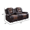 Istro 76 Inch Dual Manual Recliner Loveseat Console Brown Faux Leather By Casagear Home BM316339