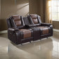 Istro 76 Inch Dual Manual Recliner Loveseat, Console, Brown Faux Leather By Casagear Home