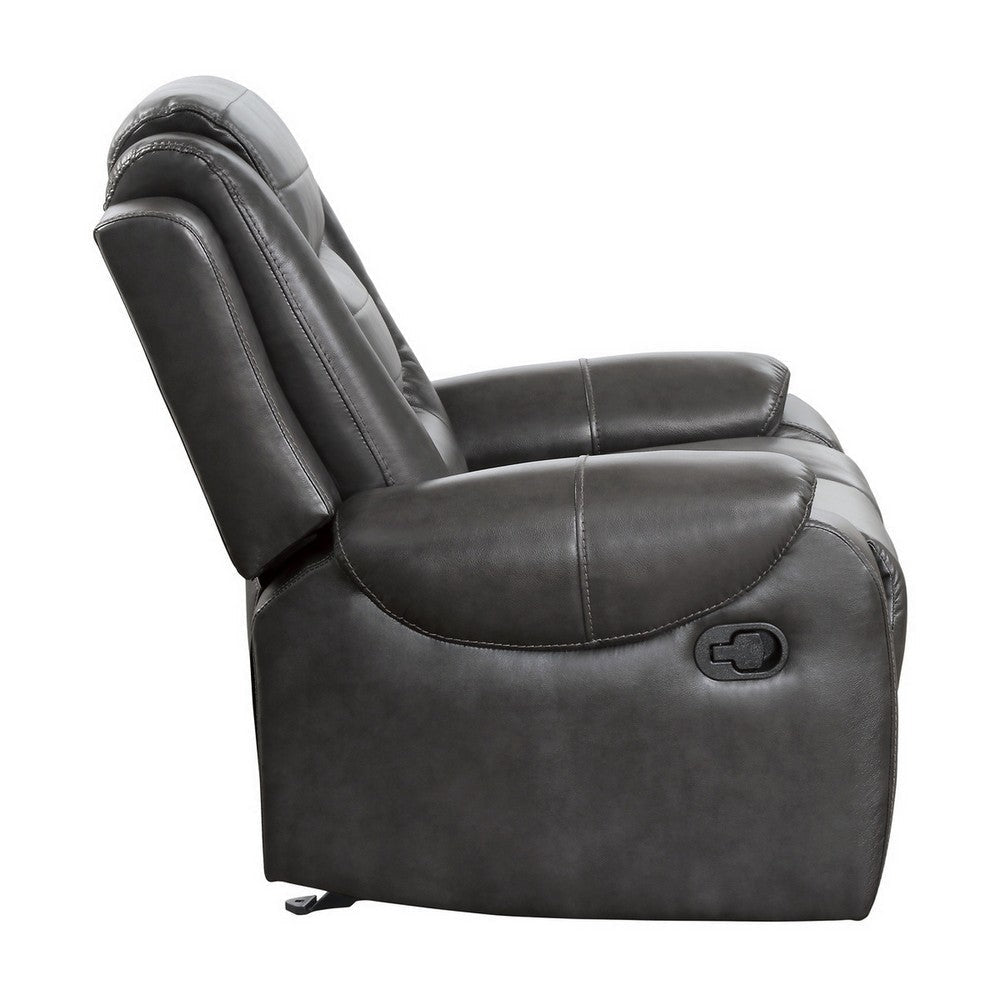 Istro 39 Inch Glider Manual Recliner Chair 2 Tone Gray Faux Leather By Casagear Home BM316341