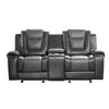 Istro 76 Inch Manual Recliner Loveseat Cupholder Console Gray Faux Leather By Casagear Home BM316342