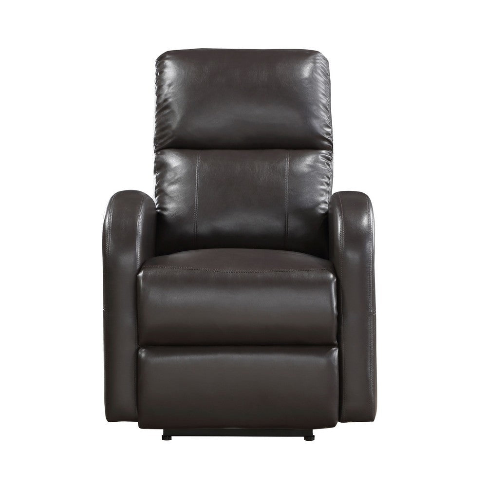 Rica 38 Inch Power Recliner Chair Plush Gray Faux Leather Foam Cushions By Casagear Home BM316345