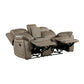 Bento 74 Inch Manual Recliner Loveseat Console Sandy Brown Microfiber By Casagear Home BM316349