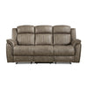 Bento 84 Inch Double Manual Recliner Sofa Sandy Brown Polished Microfiber By Casagear Home BM316350