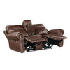 Ville 75 Inch Power Recliner Loveseat USB Console Brown Faux Leather By Casagear Home BM316354