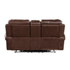 Ville 75 Inch Power Recliner Loveseat USB Console Brown Faux Leather By Casagear Home BM316354