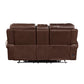 Ville 75 Inch Power Recliner Loveseat USB Console Brown Faux Leather By Casagear Home BM316354