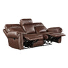 Ville 83 Inch Manual Recliner Sofa Pillow Top Arms Brown Faux Leather By Casagear Home BM316355