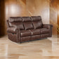 Ville 83 Inch Manual Recliner Sofa, Pillow Top Arms, Brown Faux Leather By Casagear Home