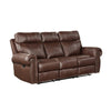 Ville 83 Inch Manual Recliner Sofa, Pillow Top Arms, Brown Faux Leather By Casagear Home