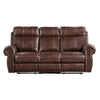 Ville 83 Inch Power Double Recliner Sofa USB Charger Brown Faux Leather By Casagear Home BM316356