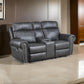 Ville 75 Inch Power Dual Recliner Loveseat, USB, Console, Gray Faux Leather By Casagear Home