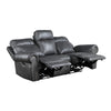 Ville 83 Inch Power Double Recliner Sofa USB Charging Gray Faux Leather By Casagear Home BM316362