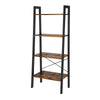 54 Inch Ladder Bookcase 4 Tier Angled Wood Shelves Black Iron Frame By Casagear Home BM316385