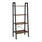 54 Inch Ladder Bookcase, 4 Tier Angled Wood Shelves, Black Iron Frame By Casagear Home