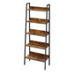 70 Inch Ladder Bookcase 5 Tier Angled Wood Shelves Black Iron Frame By Casagear Home BM316386