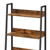 70 Inch Ladder Bookcase 5 Tier Angled Wood Shelves Black Iron Frame By Casagear Home BM316386