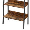 70 Inch Ladder Bookcase 5 Tier Angled Wood Shelves Black Iron Frame By Casagear Home BM316386