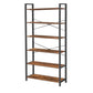 Bess 73 Inch Ladder Bookcase 6 Tier Shelves X Crossbar Brown Black Iron By Casagear Home BM316388