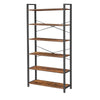 Bess 73 Inch Ladder Bookcase 6 Tier Shelves X Crossbar Brown Black Iron By Casagear Home BM316388