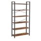 Bess 73 Inch Ladder Bookcase, 6 Tier Shelves, X Crossbar, Brown, Black Iron By Casagear Home