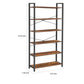 Bess 73 Inch Ladder Bookcase 6 Tier Shelves X Crossbar Brown Black Iron By Casagear Home BM316388