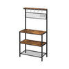 70 Inch Kitchen Baker Rack 3 Tier Shelf Grid Panel with Hooks Black Iron By Casagear Home BM316392