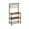 70 Inch Kitchen Baker Rack 3 Tier Shelf Grid Panel with Hooks Black Iron By Casagear Home BM316392