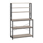 Gina 66 Inch Kitchen Baker Rack 6 Tier Gray Shelves Hooks Black Iron By Casagear Home BM316393