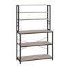 Gina 66 Inch Kitchen Baker Rack 6 Tier Gray Shelves Hooks Black Iron By Casagear Home BM316393