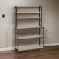 Gina 66 Inch Kitchen Baker Rack, 6 Tier Gray Shelves, Hooks, Black Iron By Casagear Home