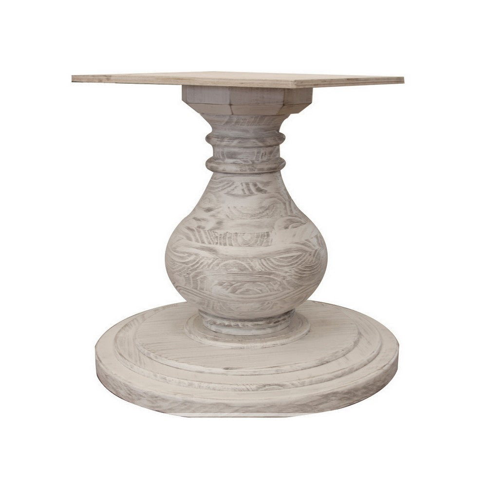 Ian 63 Inch Dining Table Round Turned Pedestal Base Classic Ivory Wood By Casagear Home BM316403