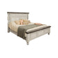 Sim California King Size Bed, Farmhouse Turned Headboard, Gray, Ivory White By Casagear Home