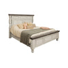 Sim Queen Size Bed, Farmhouse Turned Headboard, Gray Ivory White Pine Wood By Casagear Home