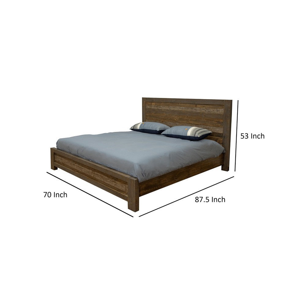 Pola Queen Bed Panel Headboard Low Profile Footboard Brown Pine Wood By Casagear Home BM316410