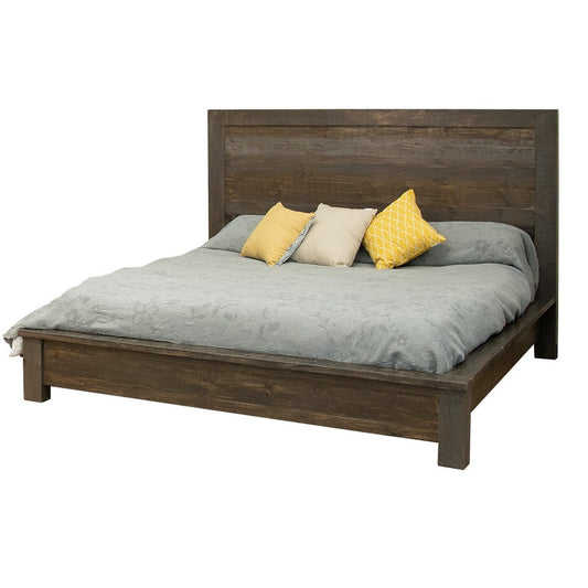 Pola Queen Bed, Panel Headboard, Low Profile Footboard, Brown Pine Wood By Casagear Home