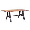 Umey 79 Inch Dining Table, Live Edge Brown Mango Wood, Black Angled Base By Casagear Home