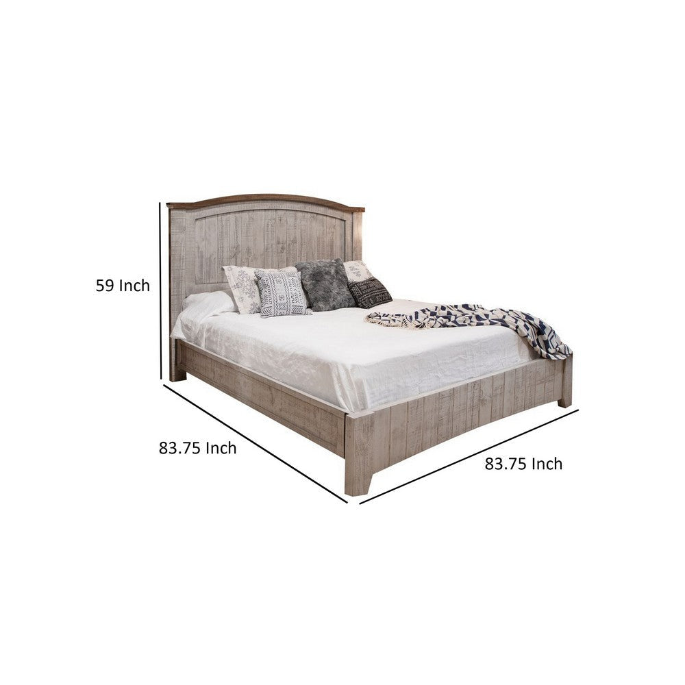 Ata California King Size Bed Raised Panel Headboard Brown Gray Pine Wood By Casagear Home BM316419