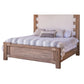 Gin California King Bed White Upholstery Farmhouse Brown Mango Wood By Casagear Home BM316430