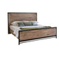 Piel Queen Size Bed, Panel Headboard, Black Accent Frame, Brown Mango Wood By Casagear Home