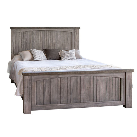 Geny King Size Bed, Farmhouse Rustic Panels, Gray Brown Mango Wood Finish By Casagear Home