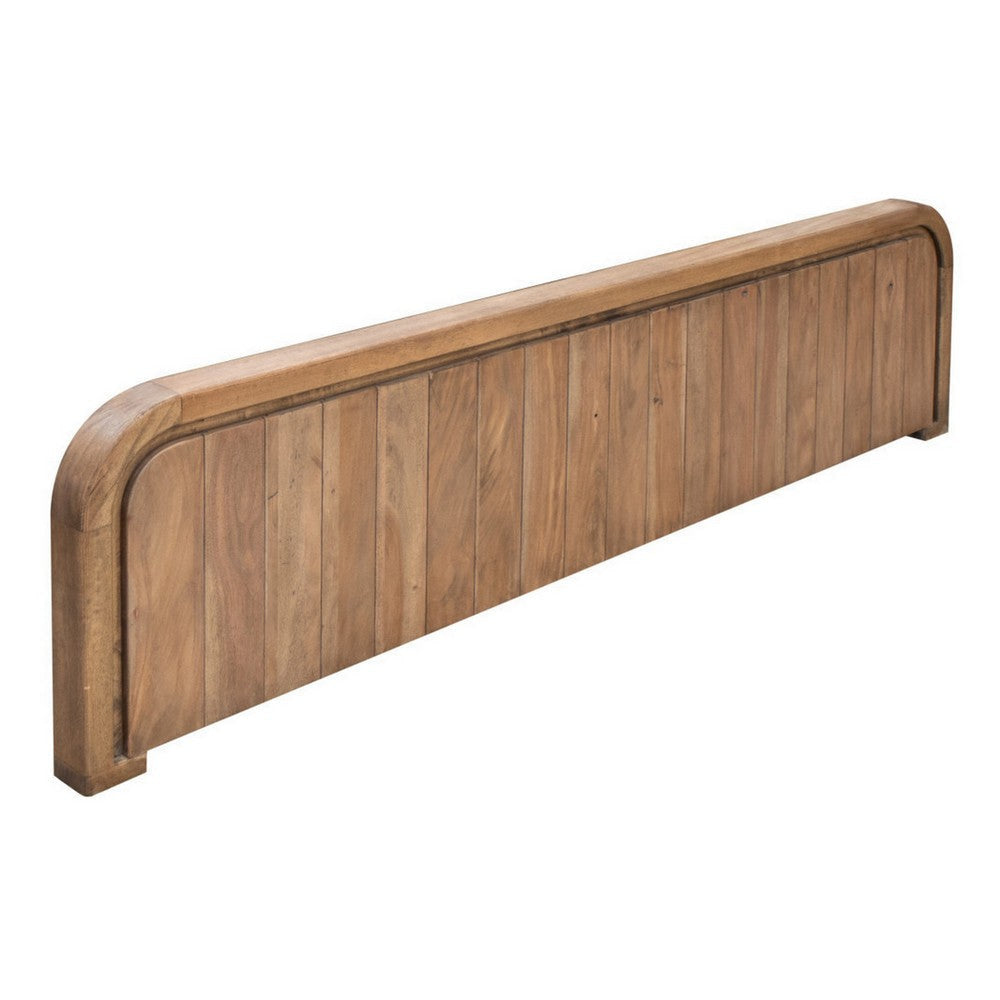 Okai King Bed Vertical Lines Round Edge Panel Headboard Brown Solid Wood By Casagear Home BM316437