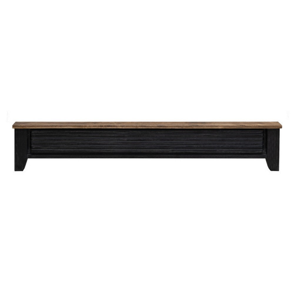 Okai Queen Bed Vertical Lines Round Edge Panel Headboard Black Solid Wood By Casagear Home BM316439