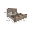 Okai King Bed Channel Tufted Faux Leather Upholstery Brown Solid Wood By Casagear Home BM316441