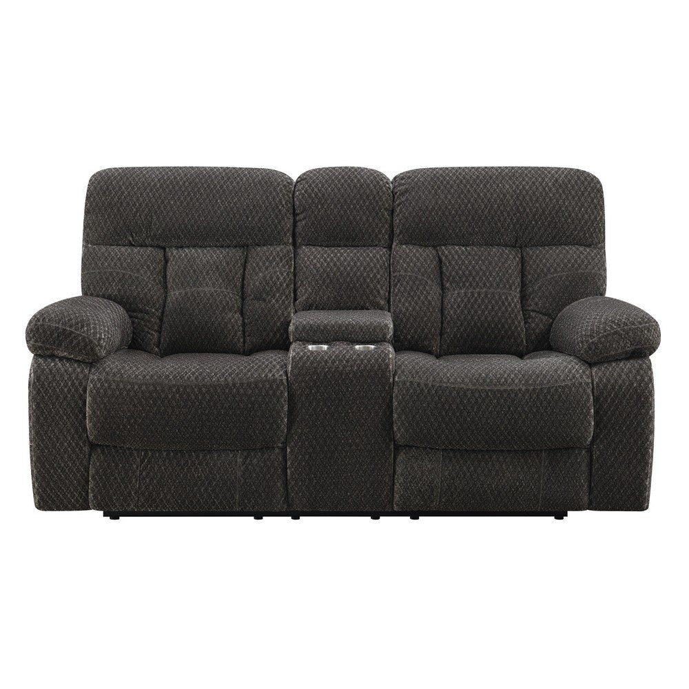 Charl 78 Inch Power Recliner Loveseat Cupholder Console USB Charcoal Gray By Casagear Home BM316454