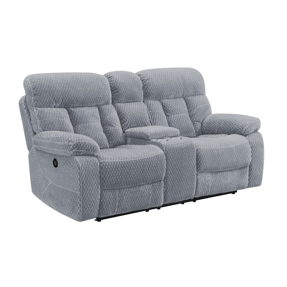 Charl 78 Inch Power Recliner Loveseat, Cupholder Console USB, Light Gray By Casagear Home