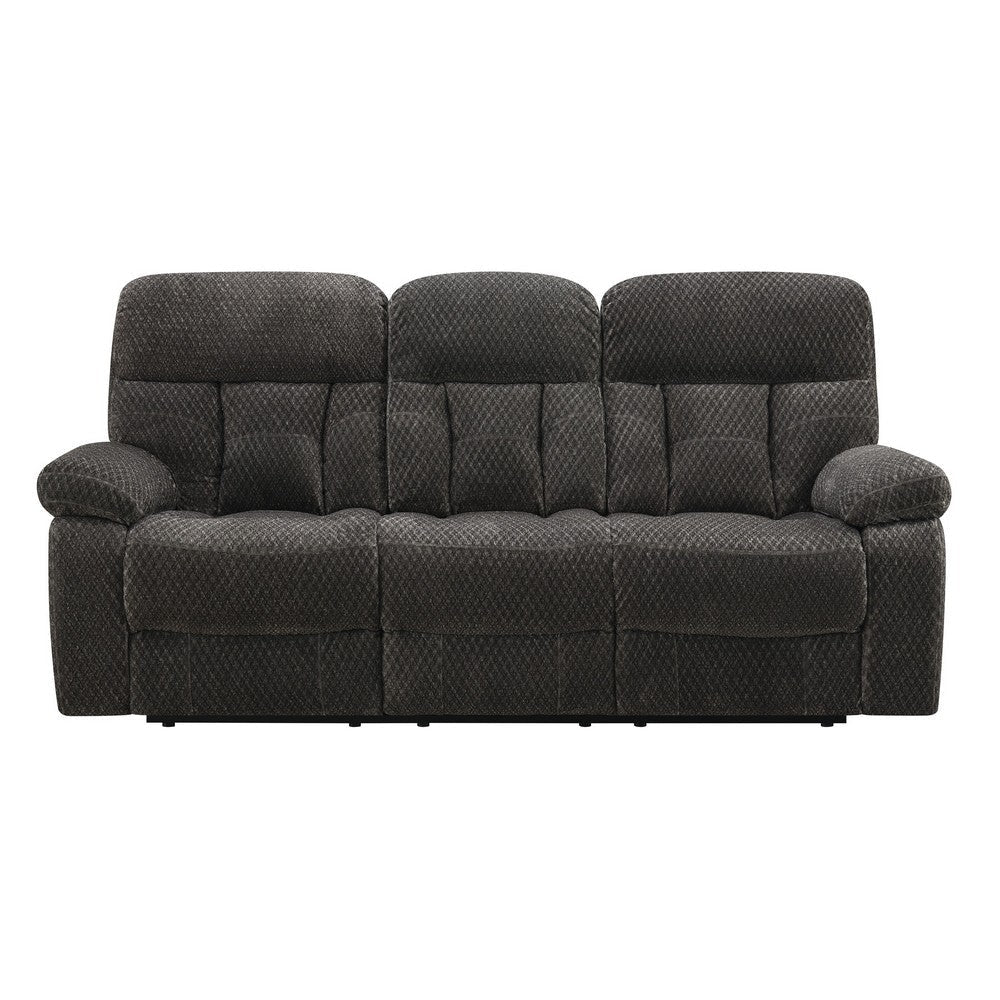 Charl 87 Inch Power Recliner Sofa USB Drop Tray Dark Gray Polyester By Casagear Home BM316456