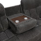 Charl 87 Inch Power Recliner Sofa USB Drop Tray Dark Gray Polyester By Casagear Home BM316456