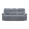 Charl 87 Inch Power Recliner Sofa USB Drop Tray Light Gray Polyester By Casagear Home BM316457